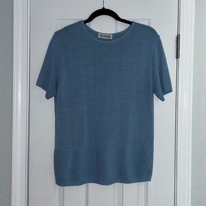 Two Twenty blue sweater-like blue short sleeve shirt